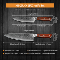 XINZUO 2 sztuk zestaw nóż kuchenny szefa kuchni VG10 damaszek Steel Chef Utility noże uchwyt z palisandru najlepsza jakość kuchnia narzędzia kuchenne 2